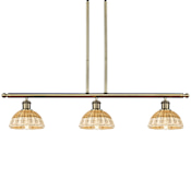 Innovations Lighting Bristol Natural II 3 Light 36" Wide Linear Pendant Antique Brass / Natural
