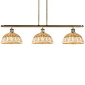 Innovations Lighting Bristol Natural II 3 Light 36" Wide Linear Pendant Antique Brass / Natural
