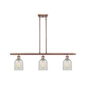 Innovations Lighting Caledonia 3 Light 36" Wide Linear Chandelier Antique Copper / Mouchette