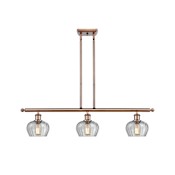 Innovations Lighting Fenton 3 Light 36" Wide Linear Chandelier Antique Copper / Clear