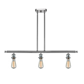 Innovations Lighting Bare Bulb 3 Light 36" Wide Linear Chandelier Brushed Satin Nickel