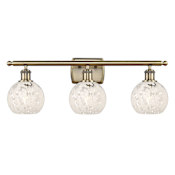 Innovations Lighting White Mouchette 3 Light 26" Wide Vanity Light Antique Brass / White Mouchette