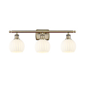 Innovations Lighting White Venetian 3 Light 26" Wide Vanity Light Antique Brass / White Venetian
