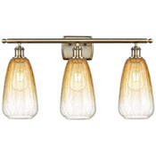Innovations Lighting Brookhaven Almond 3 Light 26" Wide Vanity Light Antique Brass / Amber