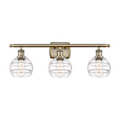 Innovations Lighting Rochester 3 Light 26" Wide Vanity Light Antique Brass / Clear