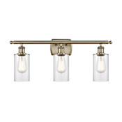 Innovations Lighting Clymer 3 Light 26" Wide Vanity Light Clear / Antique Brass