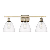 Innovations Lighting Bristol 3 Light 28" Wide Vanity Light Antique Brass / Clear