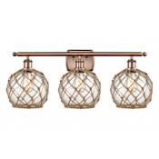Innovations Lighting Farmhouse Rope 3 Light 26" Wide Bathroom Vanity Light Antique Copper / Clear / Brown