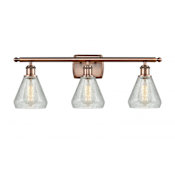Innovations Lighting Conesus 3 Light 26" Wide Bathroom Vanity Light Antique Copper / Clear Crackle