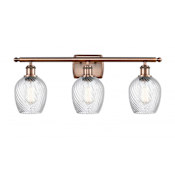 Innovations Lighting Salina 3 Light 26" Wide Bathroom Vanity Light Antique Copper / Clear Spiral Fluted