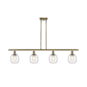 Innovations Lighting Belfast 4 Light 48" Wide Linear Pendant Antique Brass / Deco Swirl