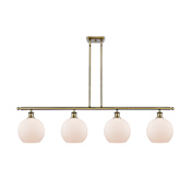 Innovations Lighting Athens 4 Light 48" Wide Linear Pendant Antique Brass / Matte White