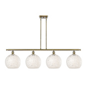 Innovations Lighting White Mouchette 4 Light 49" Wide Pendant Antique Brass / White Mouchette
