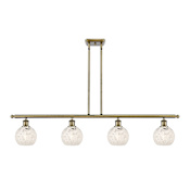 Innovations Lighting White Mouchette 4 Light 48" Wide Pendant Antique Brass / White Mouchette