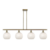 Innovations Lighting Large White Mouchette 4 Light 48" Wide Pendant Antique Brass / White Mouchette