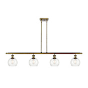 Innovations Lighting Athens 4 Light 48" Wide Linear Pendant Antique Brass / Clear