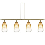 Innovations Lighting Brookhaven Almond 4 Light 48" Wide Linear Pendant Antique Brass / Amber