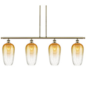 Innovations Lighting Brookhaven Flute 4 Light 48" Wide Linear Pendant Antique Brass / Amber