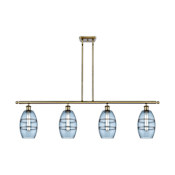 Innovations Lighting Vaz 4 Light 48" Wide Linear Pendant Antique Brass / Blue