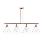 Innovations Lighting Berkshire 4 Light 50" Wide Linear Pendant Antique Copper / Clear