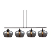 Innovations Lighting Large Fenton 4 Light 48" Wide Linear Chandelier Oil Rubbed Bronze / Plated Smoke