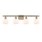 Innovations Lighting Athens 4 Light 36" Wide Vanity Light with Shade Antique Brass / Matte White