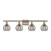Innovations Lighting Athens Deco Swirl 4 Light 36" Wide Vanity Light Antique Brass / Light Smoke Deco Swirl
