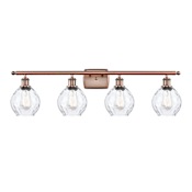 Innovations Lighting Small Waverly 4 Light 36" Wide Bathroom Vanity Light Antique Copper / Clear