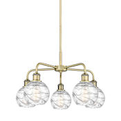 Innovations Lighting Athens Deco Swirl 5 Light 24" Wide Chandelier Antique Brass / Clear Deco Swirl