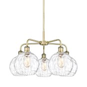 Innovations Lighting Athens Water Glass 5 Light 26" Wide Chandelier Antique Brass / Clear Water Glass