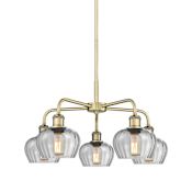 Innovations Lighting Fenton 5 Light 25" Wide Chandelier Antique Brass / Clear