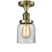 Innovations Lighting Single Light 5" Wide Semi-Flush Ceiling Fixture Antique Brass / Clear
