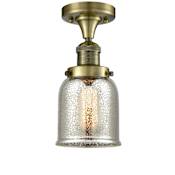 Innovations Lighting Small Bell Single Light 5" Wide Semi-Flush Ceiling Fixture Antique Brass / Silver Mercury
