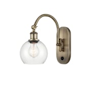 Innovations Lighting Athens 12" Tall Wall Sconce with Shade Antique Brass / Clear