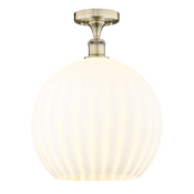 Innovations Lighting White Venetian 14" Wide Semi-Flush Ceiling Fixture Antique Brass / White Venetian