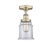Innovations Lighting Canton 6" Wide Semi-flush Ceiling Fixture Antique Brass / Clear