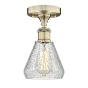 Innovations Lighting Conesus 6" Wide Flush Mount Ceiling Fixture Antique Brass / Clear Crackle