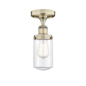 Innovations Lighting Dover 7" Wide Semi-flush Ceiling Fixture Antique Brass / Clear