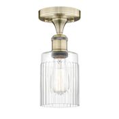 Innovations Lighting Hadley 5" Wide Semi-Flush Ceiling Fixture Antique Brass / Clear