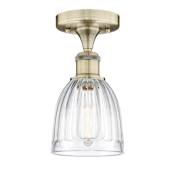 Innovations Lighting Brookfield 6" Wide Semi-Flush Ceiling Fixture Antique Brass / Clear