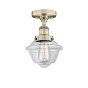 Innovations Lighting Oxford 7" Wide Semi-flush Ceiling Fixture Antique Brass / Clear