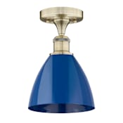 Innovations Lighting Plymouth Dome 8" Wide Semi-flush Ceiling Fixture Antique Brass / Blue