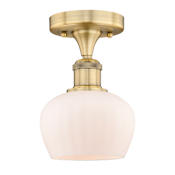 Innovations Lighting Fenton 7" Wide Semi-Flush Ceiling Fixture Brushed Brass / Matte White