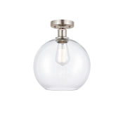 Innovations Lighting Athens 10" Wide Semi-Flush Globe Ceiling Fixture Brushed Satin Nickel / Clear