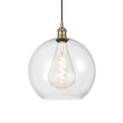 Innovations Lighting Athens 12" Wide Pendant Antique Brass / Clear