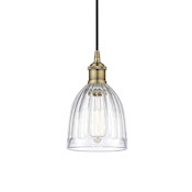 Innovations Lighting Brookfield 6" Wide Mini Pendant Antique Brass / Clear