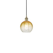 Innovations Lighting Brookhaven Globe 8" Wide Mini Pendant Antique Brass / Amber