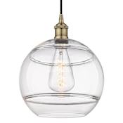 Innovations Lighting Rochester 12" Wide Cord-Hung Pendant Antique Brass / Clear