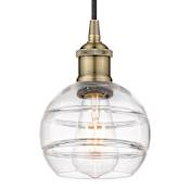 Innovations Lighting Rochester 6" Wide Cord-Hung Mini Pendant Antique Brass / Clear