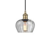 Innovations Lighting Fenton 7" Wide Mini Pendant Antique Brass / Clear